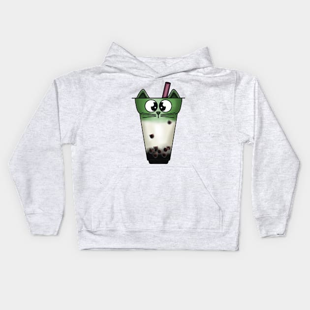 Boba Meow Tea Kids Hoodie by Nuffypuffy